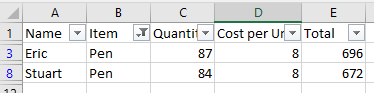 C sharp excel filter example