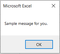 VBA Excel Message box