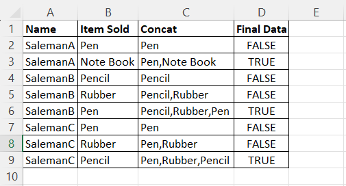 Excel group by formula